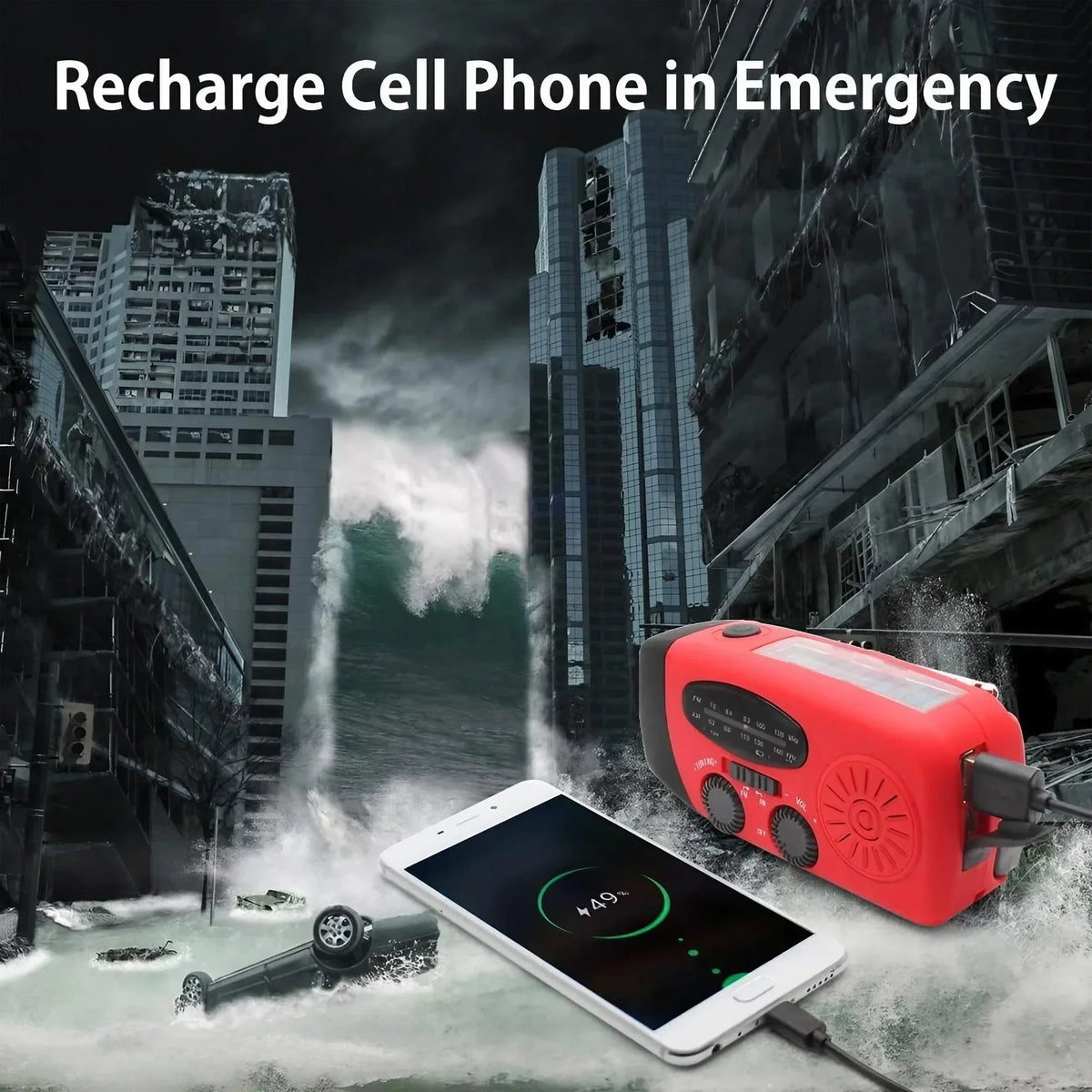 Portable Solar Hand Crank AM/FM Radio — Flashlight, Power Bank & SOS