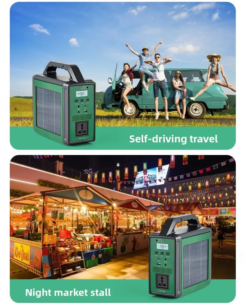 300W Solar Generator Portable Power Station 220V Emergency Backup Power with LED & Solar Panel Outdoor Camping RV Travel
