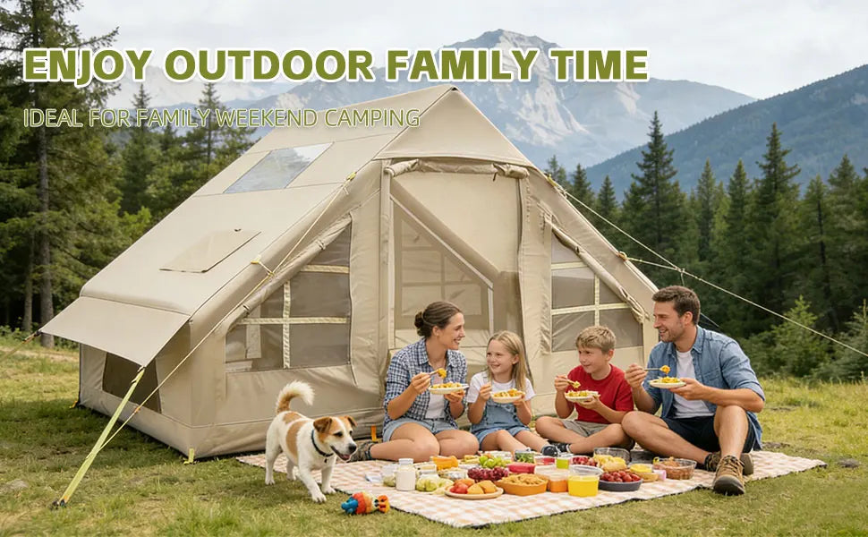 Green Air Inflatable Glamping Tent — 2–8 Person, Waterproof Oxford