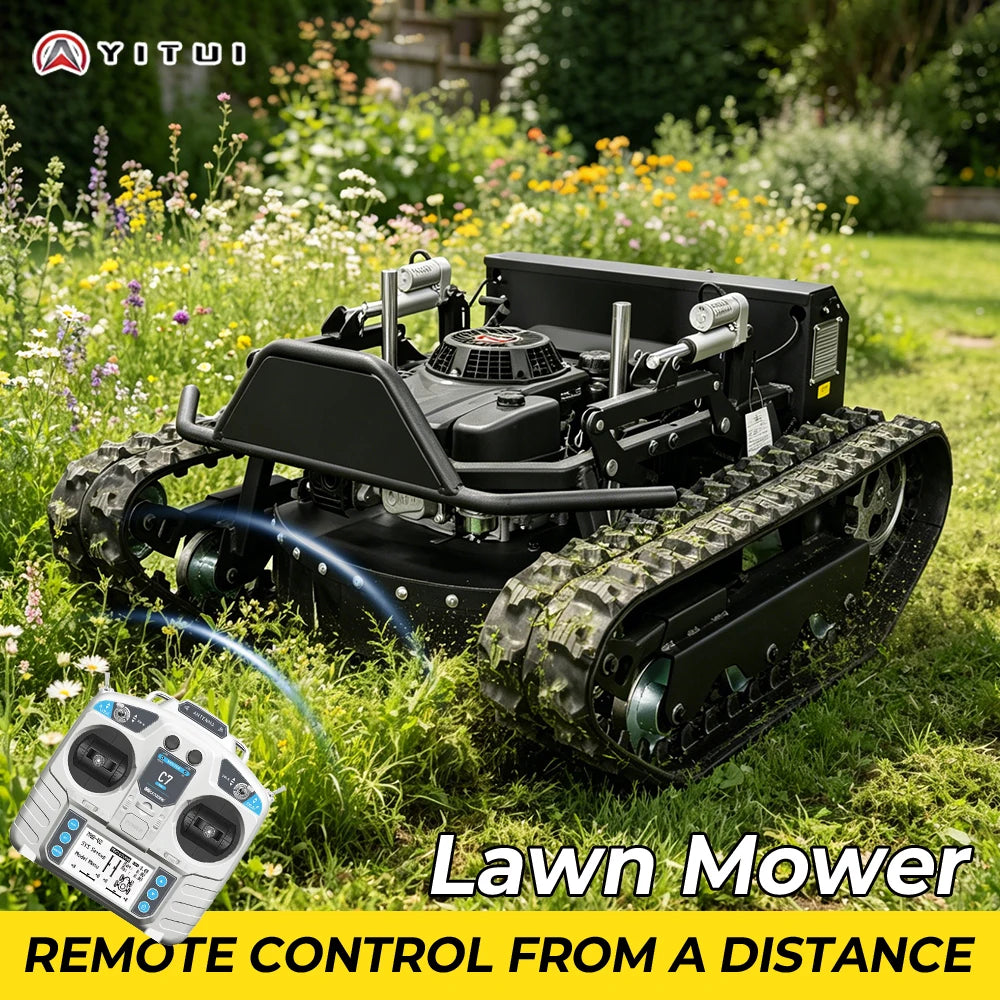Remote Control Lawn Mower Strong Motor Anti-Slip Crawler Type Intelligent Grass Cutter For Orchard Farm Weeding Use Customized