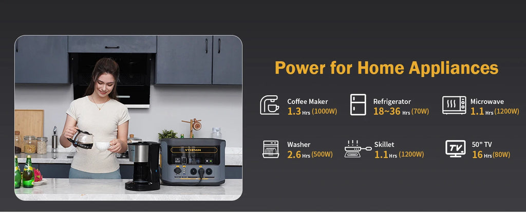 VTOMAN FlashSpeed 1500 Portable Power Station ,1548Wh LiFePO4 Battery Sine Wave