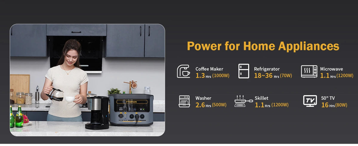 VTOMAN FlashSpeed 1500 Portable Power Station ,1548Wh LiFePO4 Battery Sine Wave