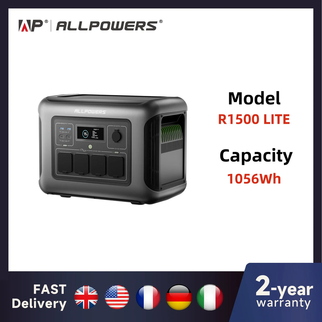 ALLPOWERS R1500 LITE Power Station — 1056Wh LiFePO4, 1600W (3200W Peak)