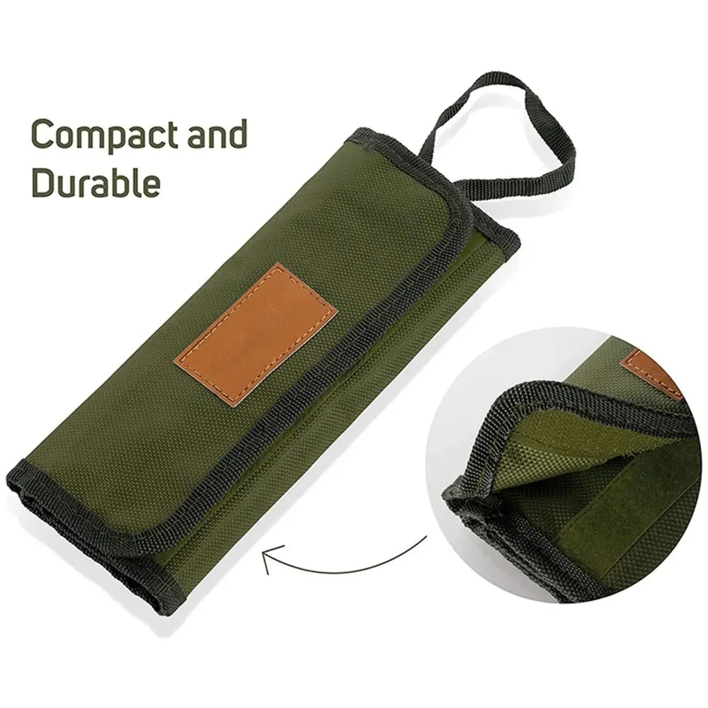 Portable Roll Up Pouch Bag Outdoor Camping Cutlery Storage Bag Cutlery Storage Water Resistant Case For Forks Spoons Chopstick