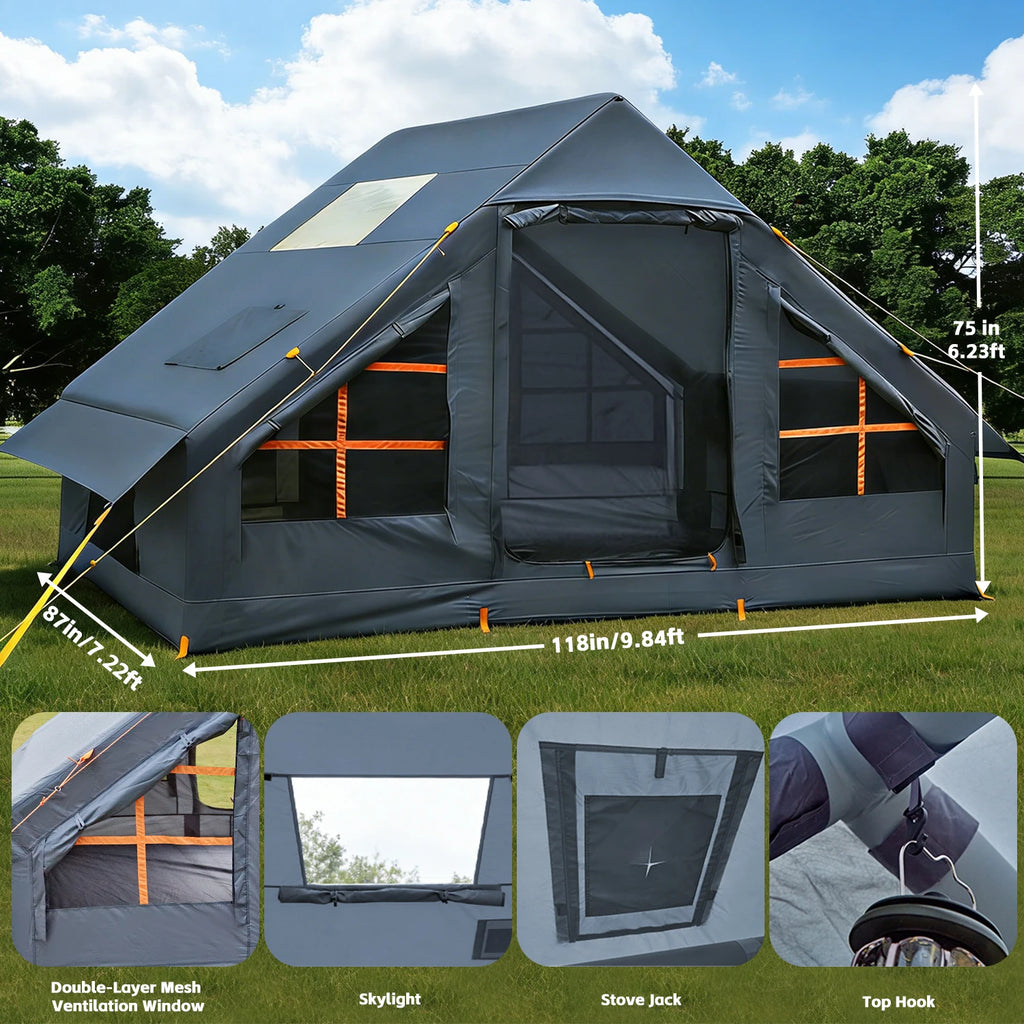 Green Air Inflatable Glamping Tent — 2–8 Person, Waterproof Oxford