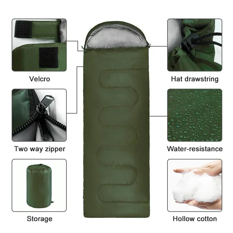 1 Pcs Camping Sleeping Bag Ultralight Waterproof 4 Season Warm Envelope Sleeping Bags For Outdoor Traveling Hiking Backpacking