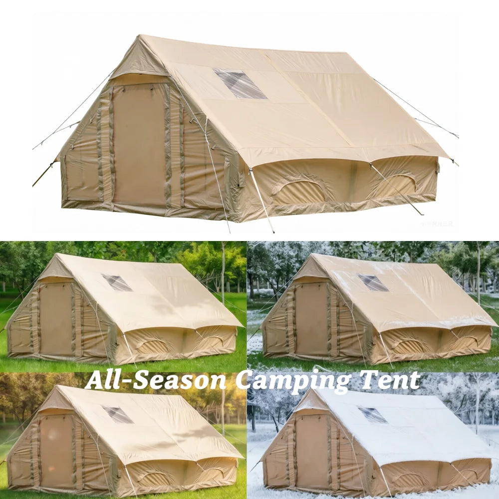Large Inflatable Camping Tent - 4-Season, 4-8 Person with Windows