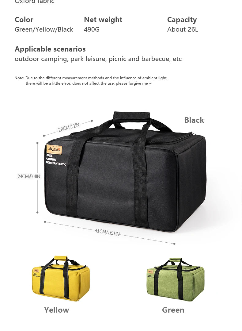 BISINNA Camping Storage Bag — 26L/30L/42L Gas Tank & Cookware Carrier