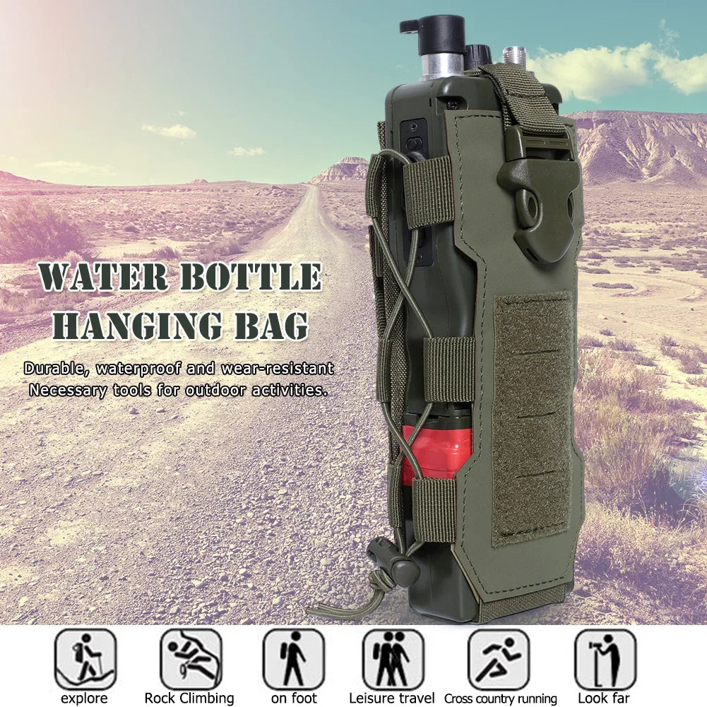 Tactical Molle Water Bottle Pouch Bag Military Outdoor Travel Hiking Drawstring Water Bottle Holder, Kettle Carrier Bag, 1-3Pcs