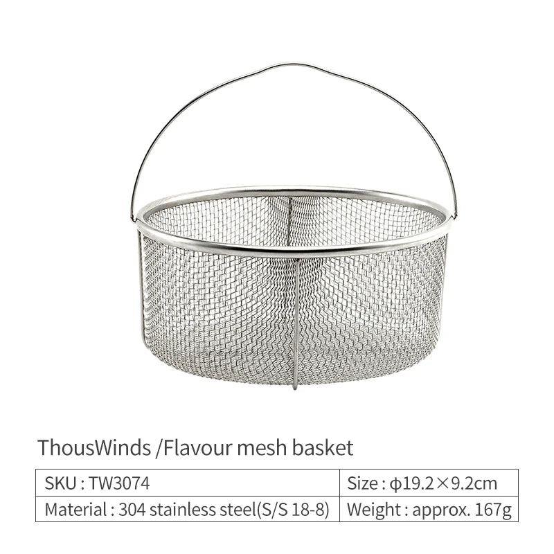 Thous Winds Camping Cookware Set Stainless Steel Outdoor Cooking Kit Tableware Cookset Pan Bowl Kettle Pot Picnic with Mesh Bag