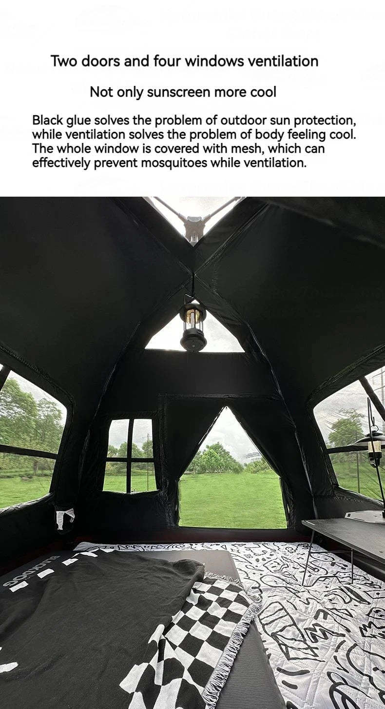 Vinyl Pop-Up Camping Tent — Quick-Open, Sun & Rainstorm Protection