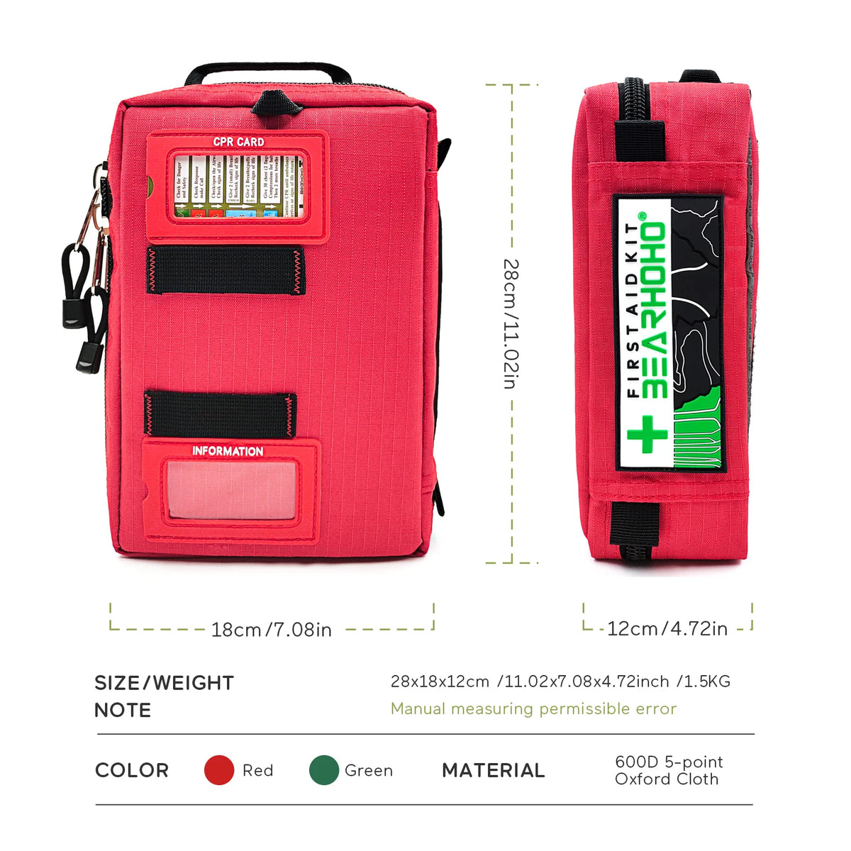 BearHoHo Large Size Handy First Aid Kit Bag Emergency Kit Medical Rescue Bag for Workplace Home Outdoor Car Travel Hiking Camping