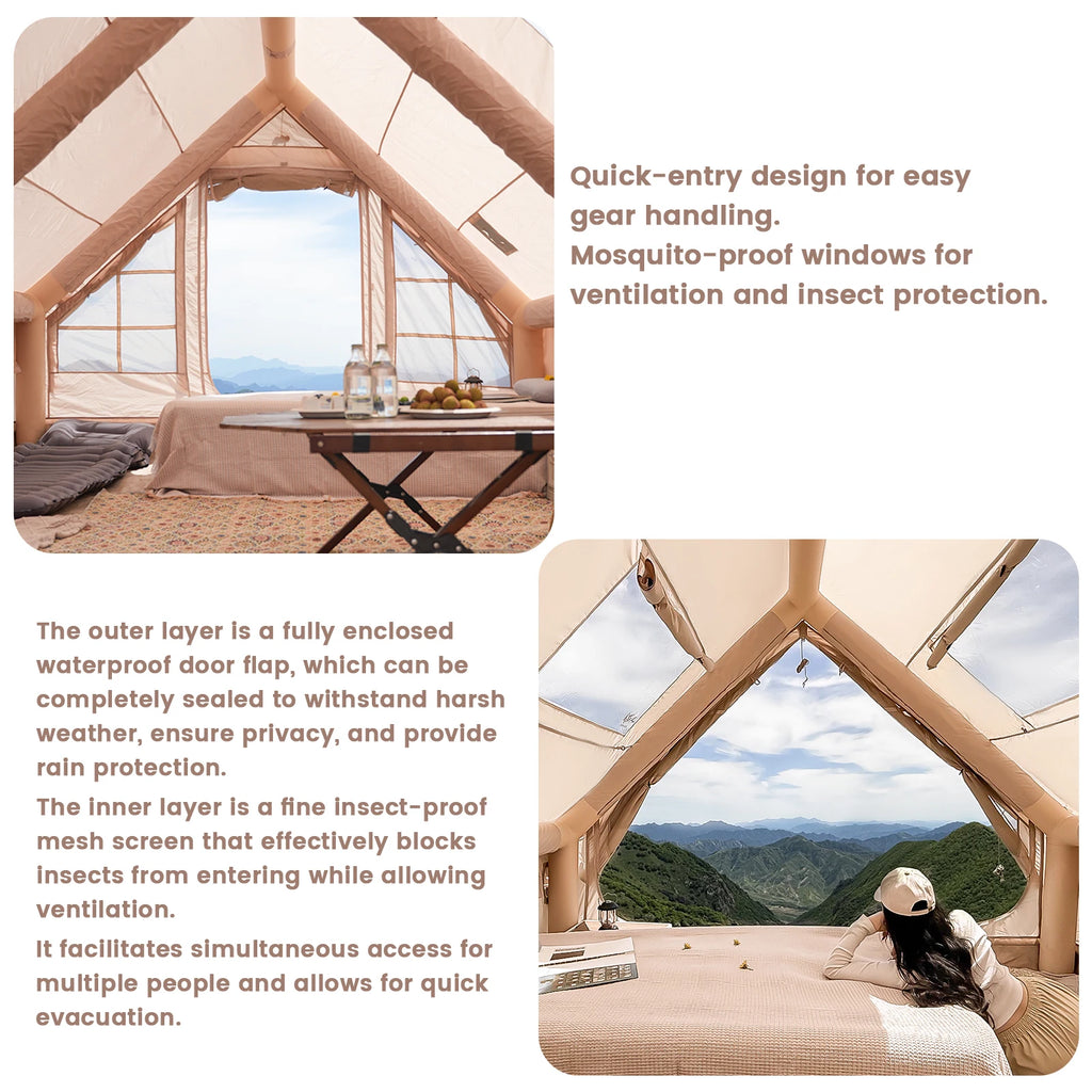 PAKICETUS Inflatable Camping Tent — 4 Season, 4–8 Person with Windows