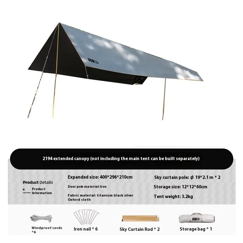 Large Inflatable Camping Tent - Hexagonal, 4-6 Person with Canopy