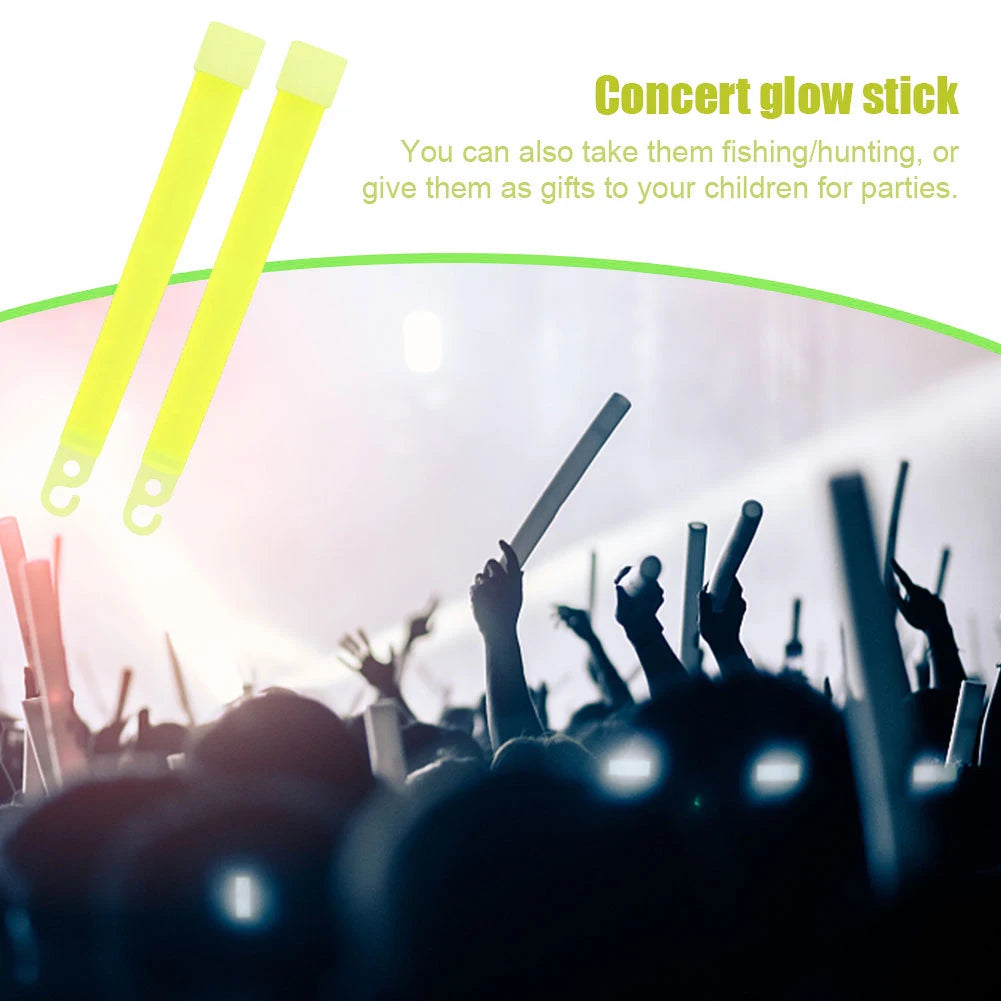 1-50Pcs Glow Sticks with Hook 6 Inch Fluorescence Light for Hiking Camping Outdoor Emergency Concert Party Light Sticks