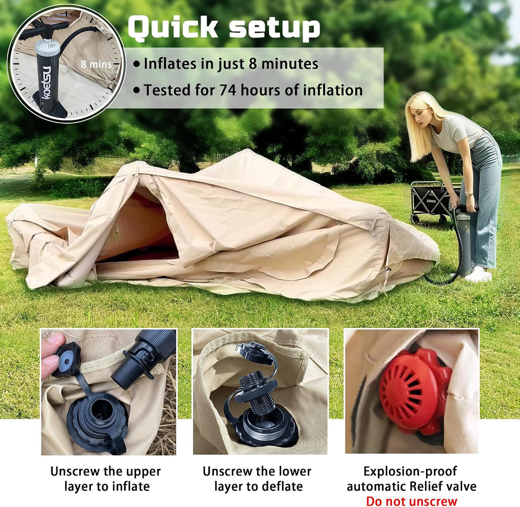 Portable All-Season Inflatable 4 Person Cabin House - Heavy Duty 600D Oxford Fabric
