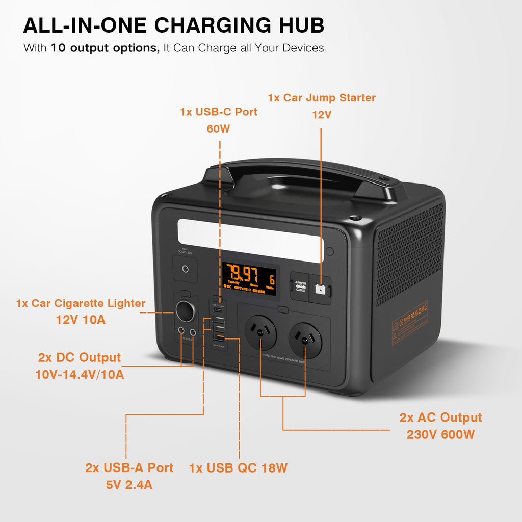 Voltx 600W 307Wh Solar Generator Portable Power Station Emergency RV Camping