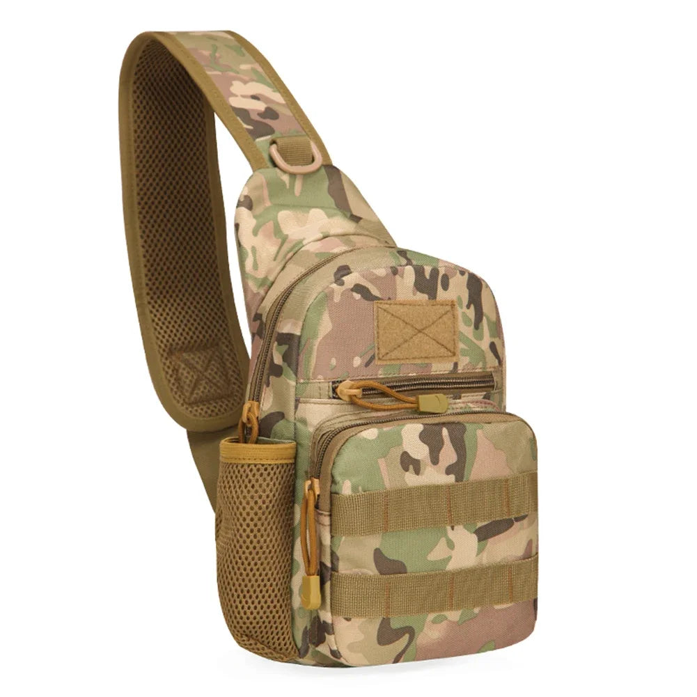 Outdoor Tactical Camouflage Kettle Chest Bag Men'S Hiking Backpack Nylon Hunting Fishing Camo Hiking Shoulder Bag
