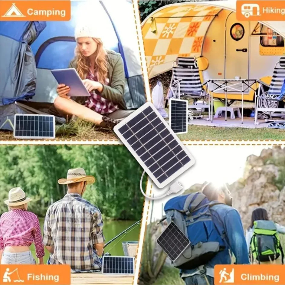 Portable USB Solar Panel Charger Safe Stable Charger Compatible with Phones Fans Flashlights for Outdoor Travel Camping