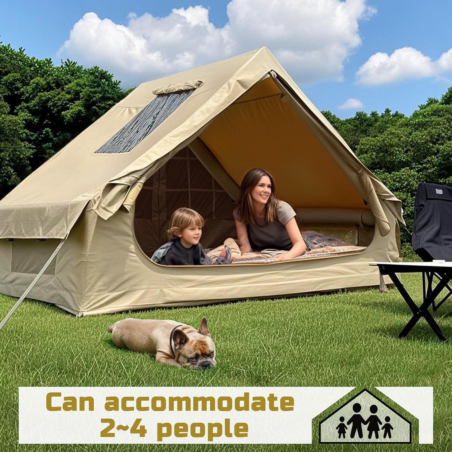 Portable All-Season Inflatable 4 Person Cabin House - Heavy Duty 600D Oxford Fabric