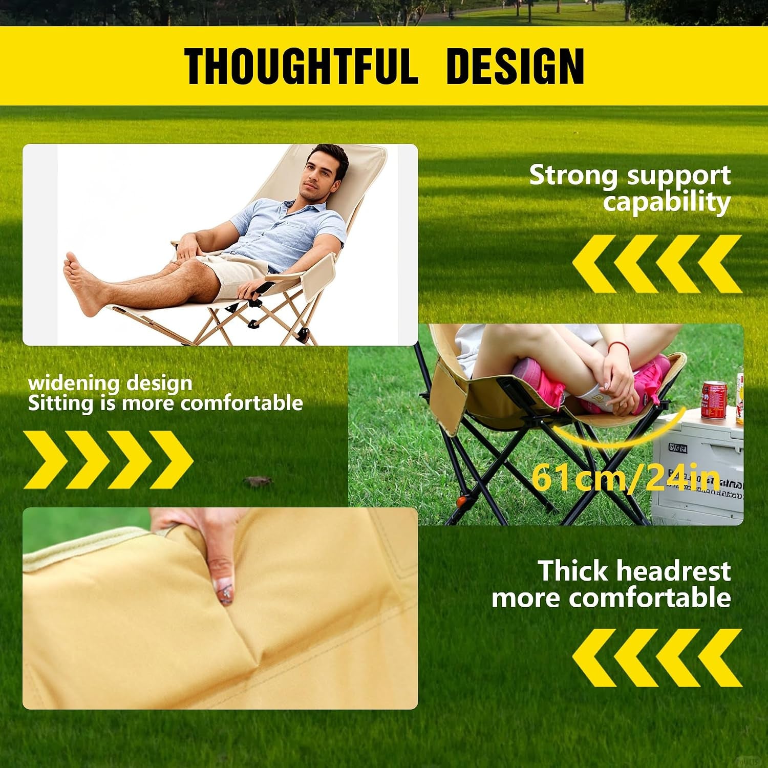 Camping Chair, Portable Hiking Chair for Hiking, Backpacking, Beach, Outdoor and Indoor with Pillow, Leg Rest and Carrying Bag，Can Lie down or Sit (58.2"*24")
