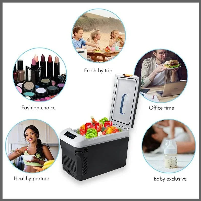 35L Mini Car Refrigerator with Freezer DC12/DC24V Outdoor and Home Dual Use Portable Mini Fridge for Caravan Truck Home Camping