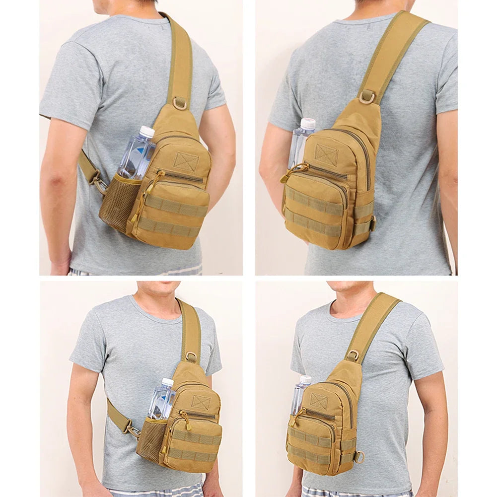 Outdoor Tactical Camouflage Kettle Chest Bag Men'S Hiking Backpack Nylon Hunting Fishing Camo Hiking Shoulder Bag