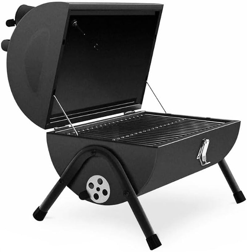 Camping Portable Charcoal Grill Stainless Steel Park BBQ Stoves Grills Folding Hibachi Grill with Handle, Mini Black Barbecue Smoker Grill for Outdoor