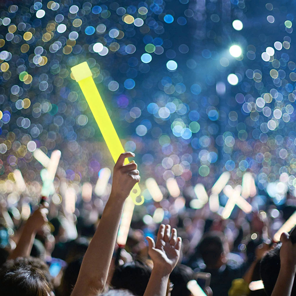 1-50Pcs Glow Sticks with Hook 6 Inch Fluorescence Light for Hiking Camping Outdoor Emergency Concert Party Light Sticks