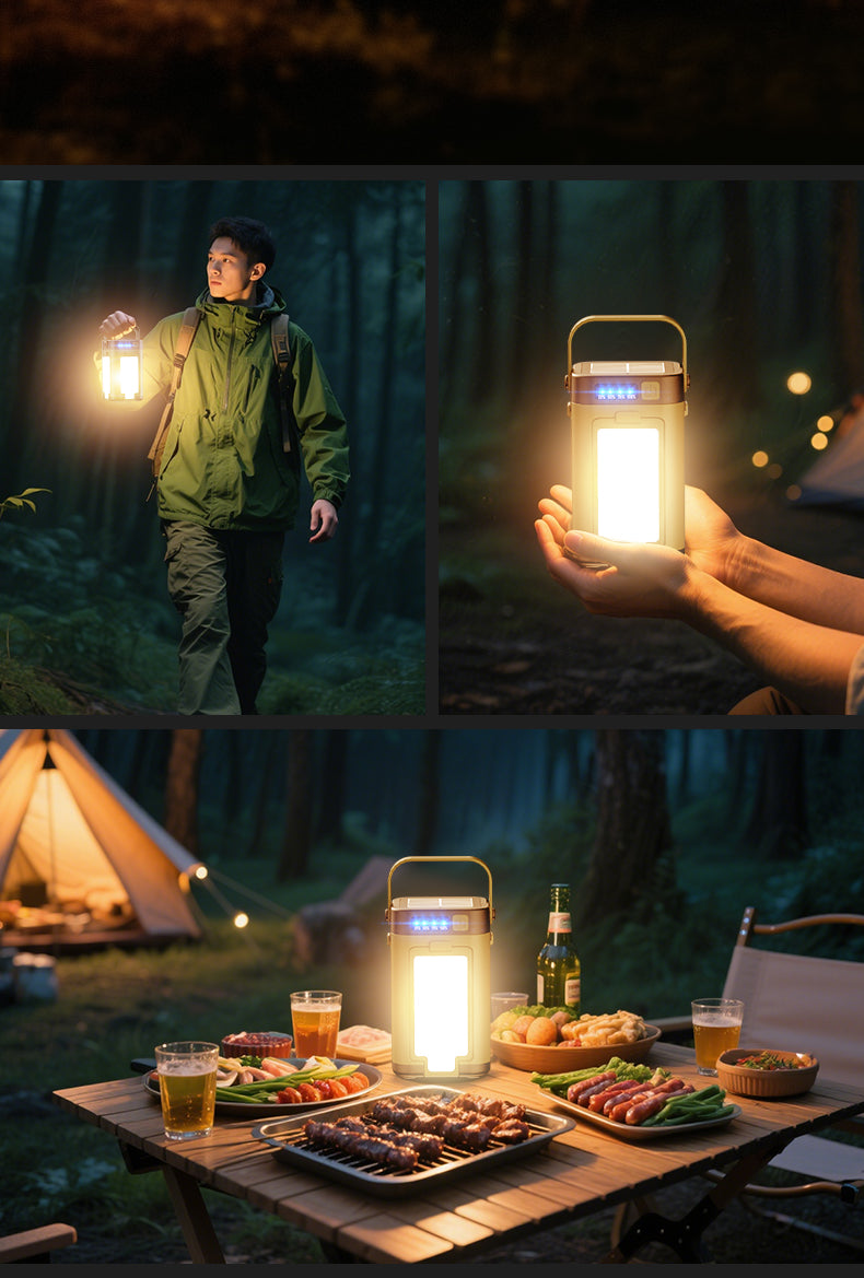 Rechargeable LED Camping Lantern — 6 Modes, Solar & Type-C Charging