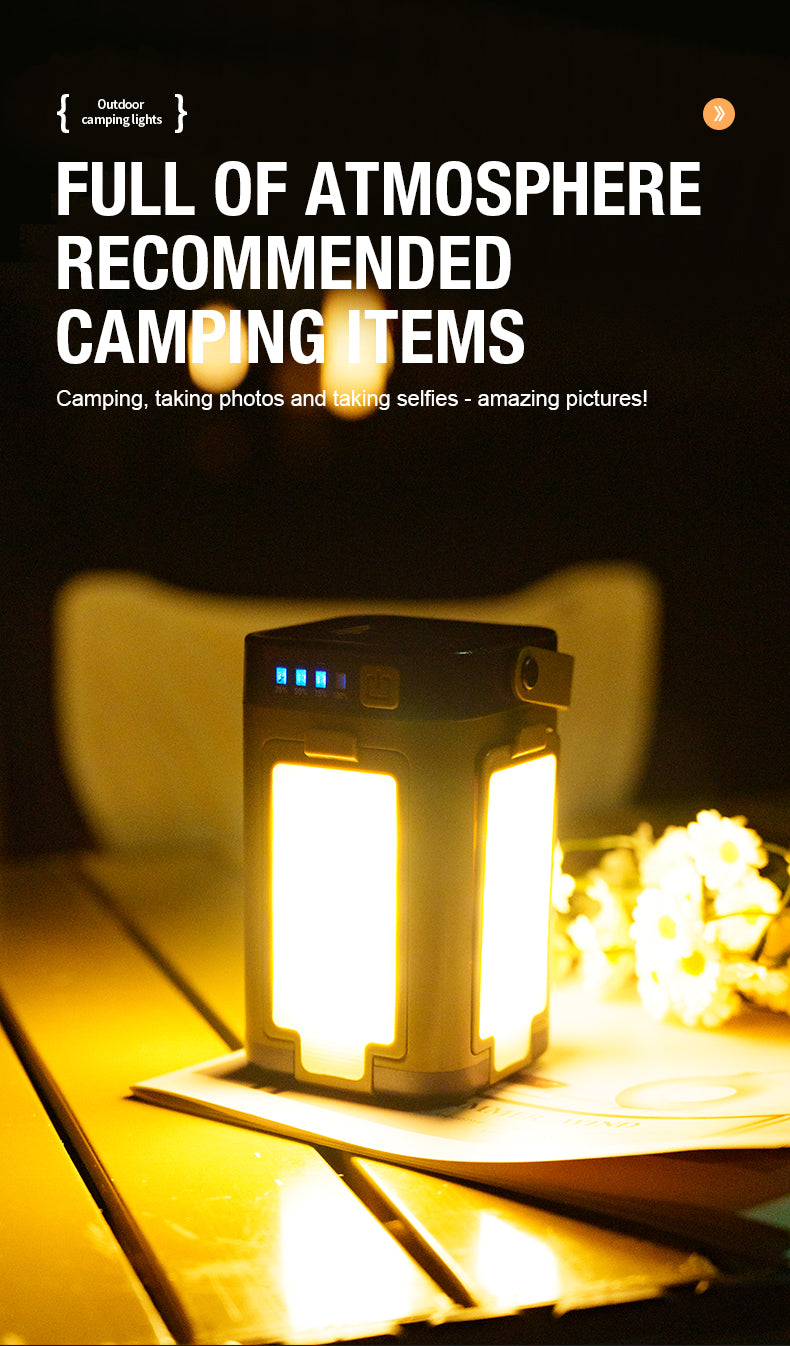 Rechargeable LED Camping Lantern — 6 Modes, Solar & Type-C Charging