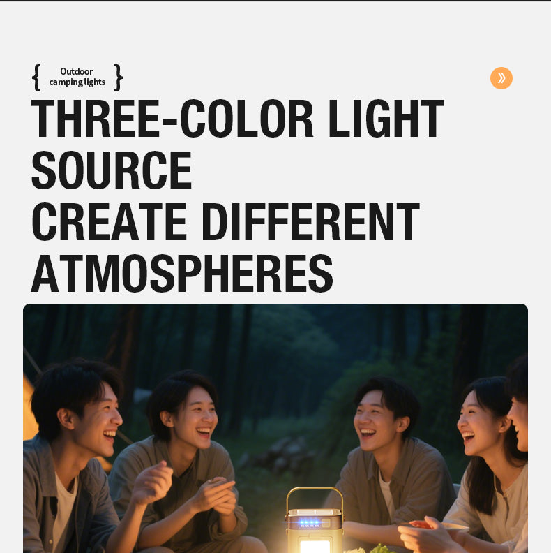 Rechargeable LED Camping Lantern — 6 Modes, Solar & Type-C Charging
