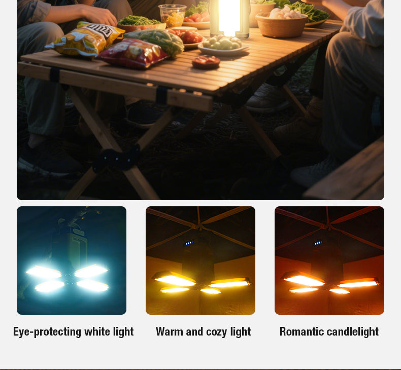 Rechargeable LED Camping Lantern — 6 Modes, Solar & Type-C Charging