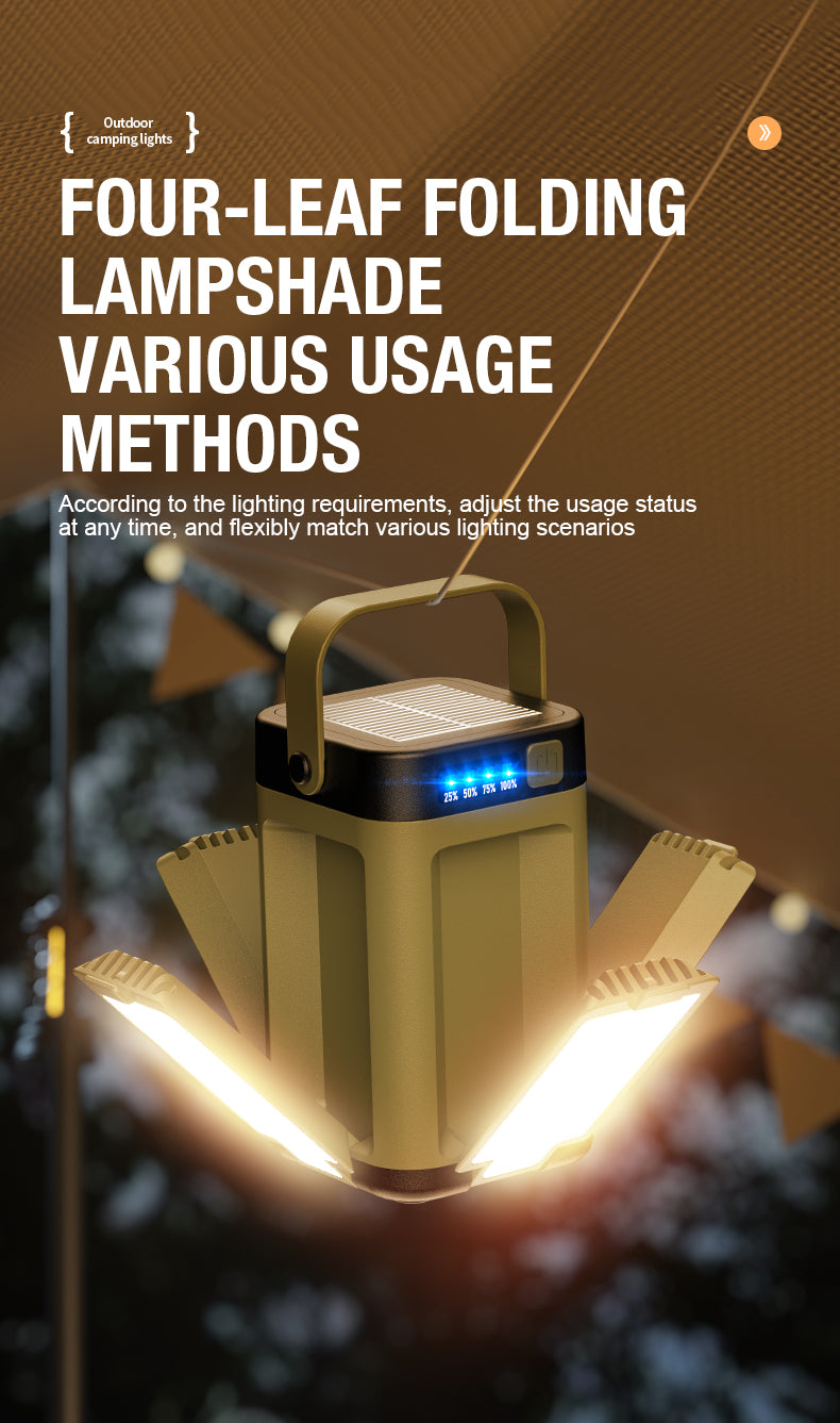 Rechargeable LED Camping Lantern — 6 Modes, Solar & Type-C Charging