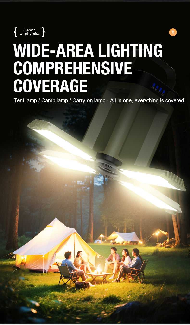 Rechargeable LED Camping Lantern — 6 Modes, Solar & Type-C Charging