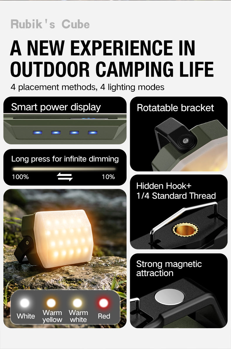Rechargeable LED Camping Lantern — 6 Modes, Solar & Type-C Charging