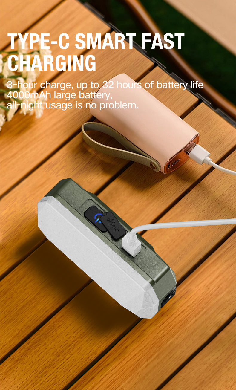 Rechargeable LED Camping Lantern — 6 Modes, Solar & Type-C Charging
