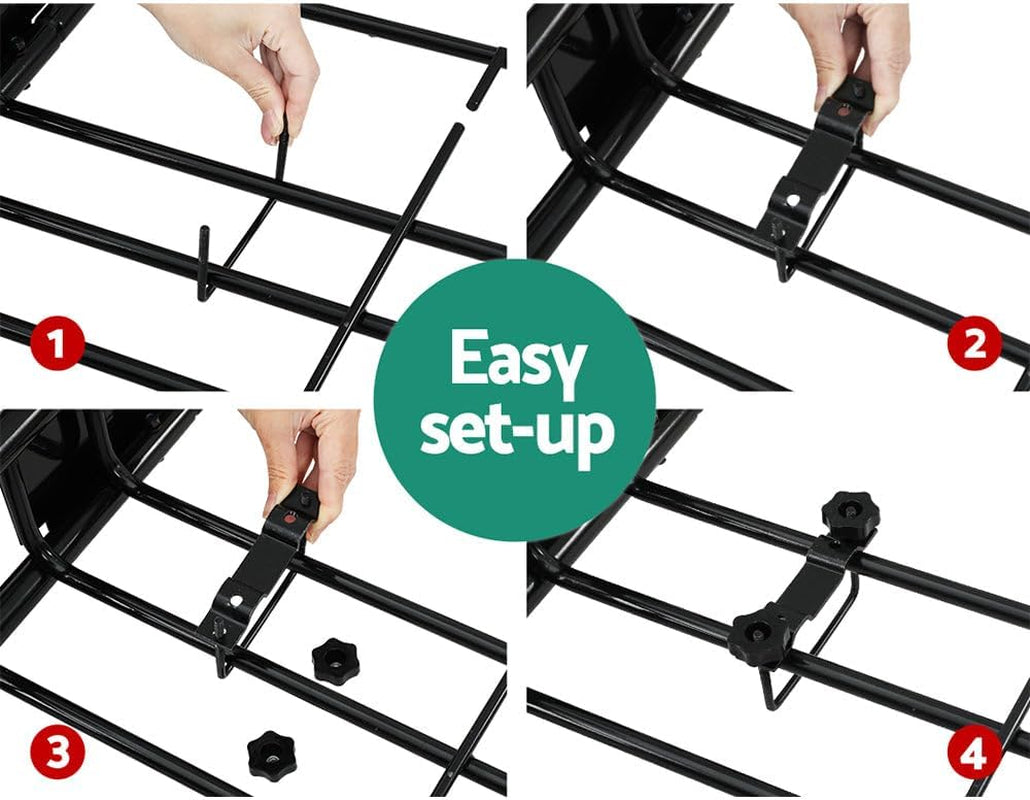 Car Roof Rack, 111 X 98 X 13.5Cm Universal Roofs Racks Pod Box Storage Basket Container Cars Accessories Transporting Storages, Clamp 80Kg Carrying Space Steel Black