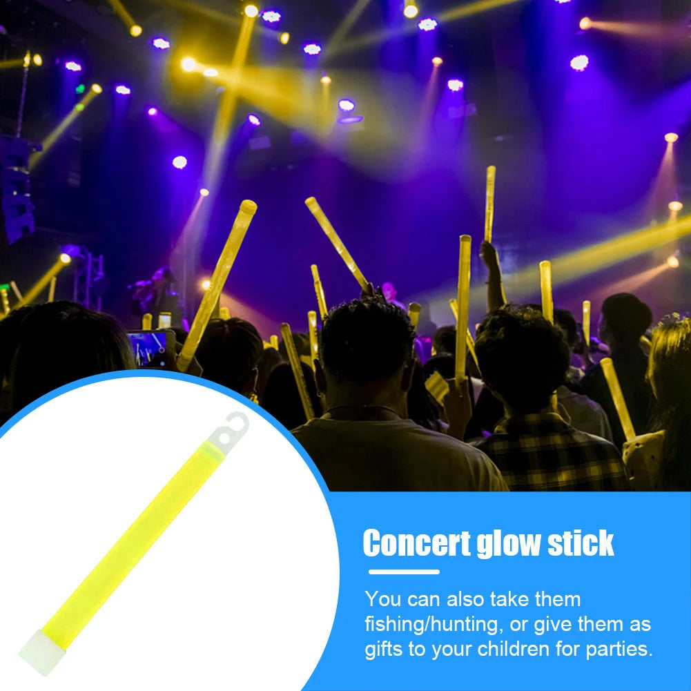 1-50Pcs Glow Sticks with Hook 6 Inch Fluorescence Light for Hiking Camping Outdoor Emergency Concert Party Light Sticks