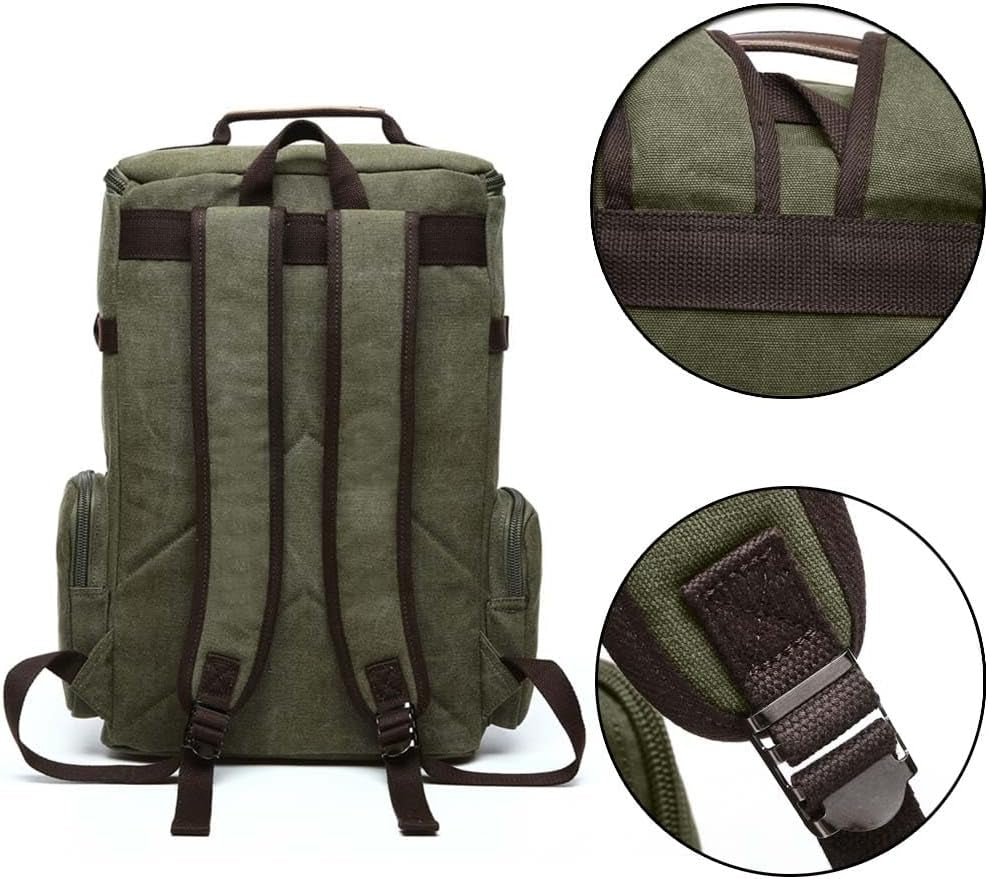 Vintage Canvas Backpack Casual Travel Rucksack 16Inch Laptop Daypacks Hiking Camping Backpack