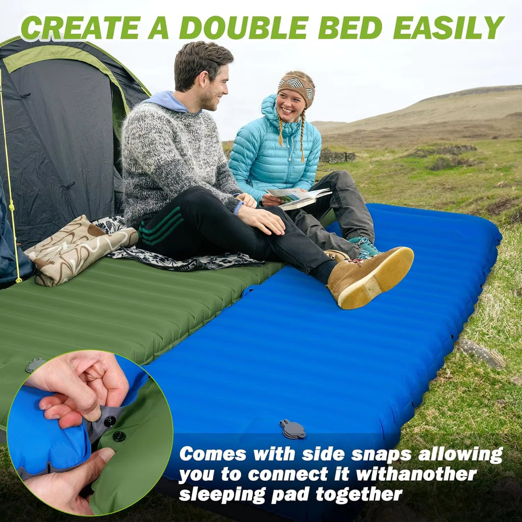 Extra Thick 4 Inch Camping Sleeping Pad Outdoor Camping Self-Inflating Mats Spliceable Hiking Fishing Sleeping Pad