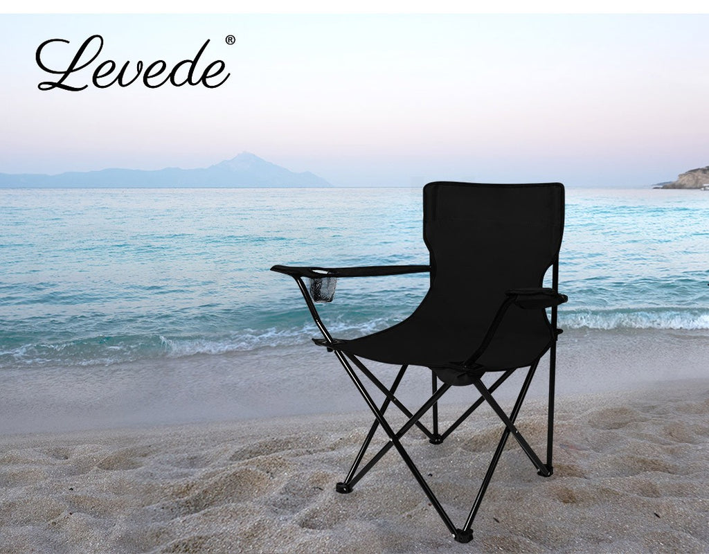 Levede Camping Chairs Folding Arm Foldable Portable Outdoor Beach Fishing Picnic