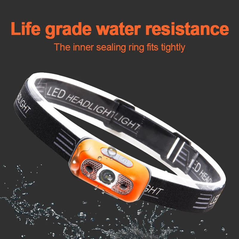 Sensor Headlamps Mini LED Night Fishing Powerful Torch Head Lamp USB Rechargeable Super Bright Adjustable Angle Headlight