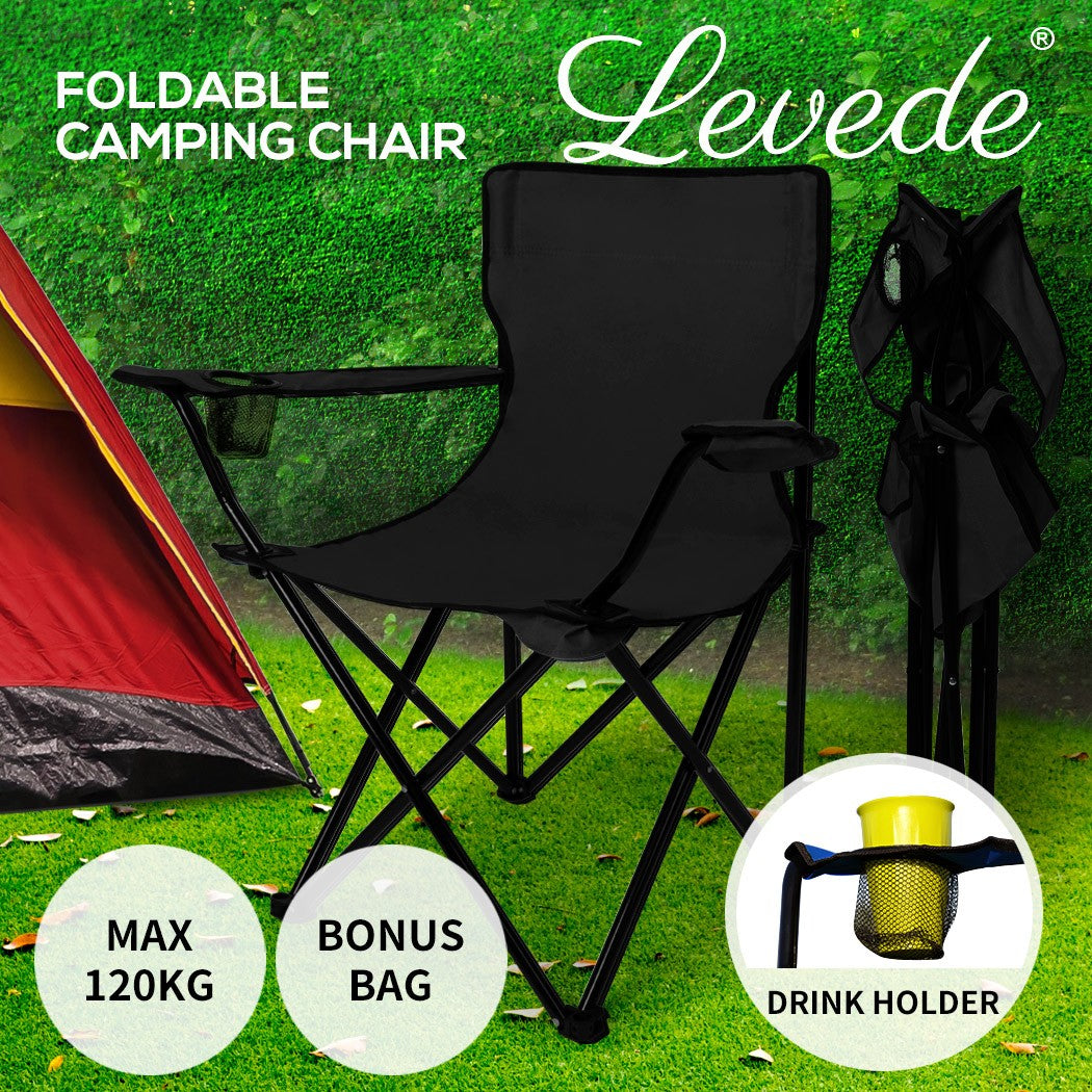 Levede Camping Chairs Folding Arm Foldable Portable Outdoor Beach Fishing Picnic