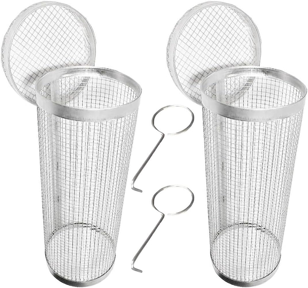2PCS round BBQ Grill Basket, 7.9/11.8 Inch Rotating Barbecue Cage for Vegetables, Meat, and Seafood, Portable Smoker Drum with Mesh Design