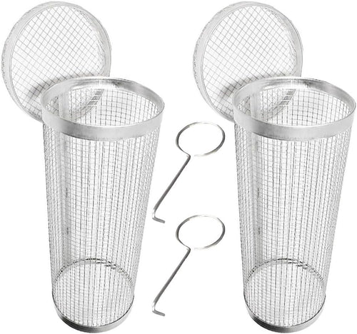 2PCS round BBQ Grill Basket, 7.9/11.8 Inch Rotating Barbecue Cage for Vegetables, Meat, and Seafood, Portable Smoker Drum with Mesh Design