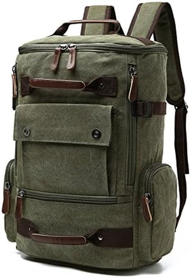 Vintage Canvas Backpack Casual Travel Rucksack 16Inch Laptop Daypacks Hiking Camping Backpack