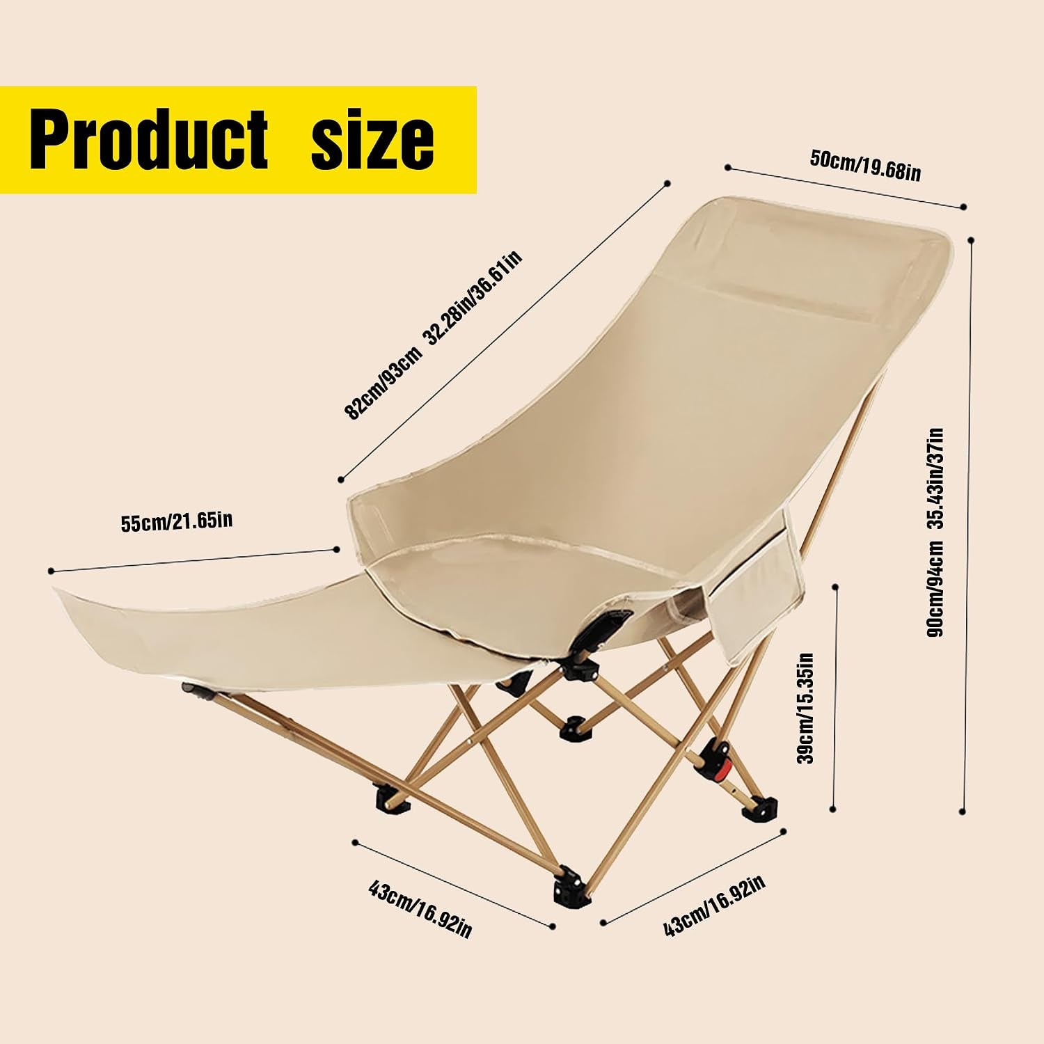 Camping Chair, Portable Hiking Chair for Hiking, Backpacking, Beach, Outdoor and Indoor with Pillow, Leg Rest and Carrying Bag，Can Lie down or Sit (58.2"*24")