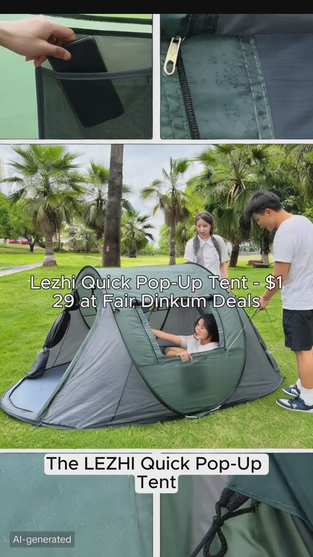 LEZHI Quick Pop-Up Camping Tent 3-4 Person | Waterproof Boat Tent | Fair Dinkum Deals